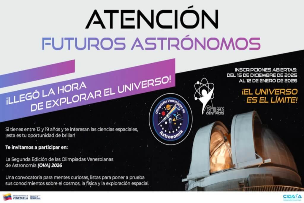 Inician inscripciones para la II Edición de la Olimpiada Venezolana de Astronomía 2026